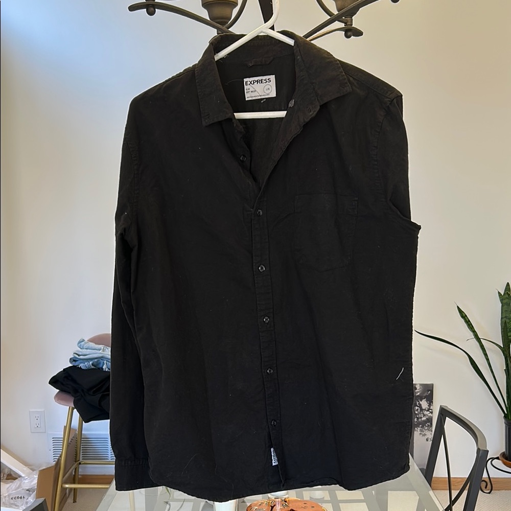 Express Black Casual Button Down Shirt